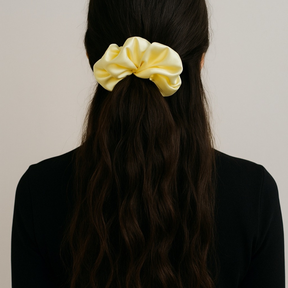 Yellow Satin Hair Scrunchie